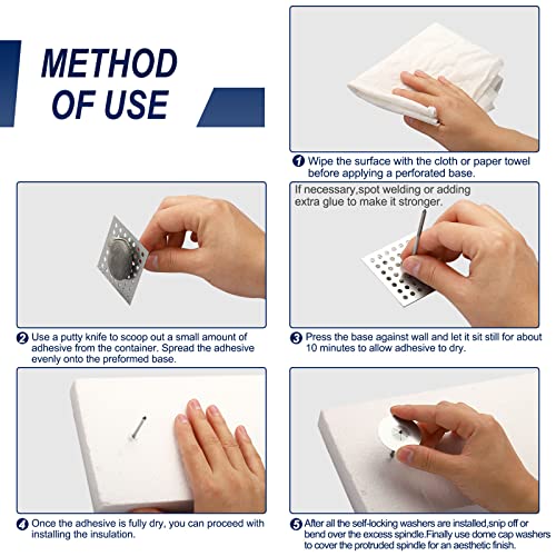 PATIKIL 300pcs Perforated Insulation Pins 2-1/2inch, 1.5in Self Locking Washers Round 7/8in Aluminum Insulation Hangers Cap Washers for Foam Board Wall Floor Ceiling, 100Set/300Pieces 100