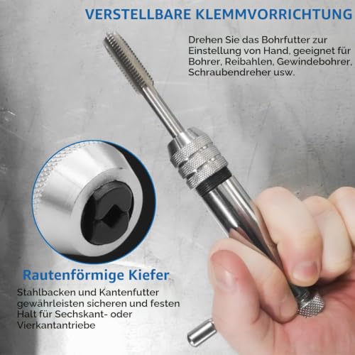 Set of 2 tool holders for taps, adjustable tool holder, tap wrench for M3-M8/M5-M12 taps, material alloy steel thread cutter holder
