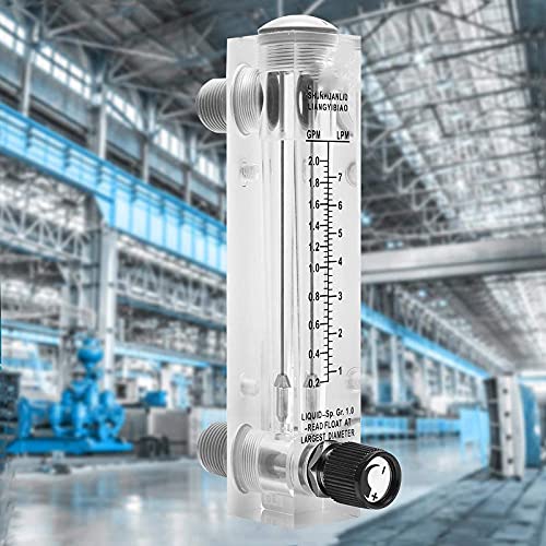 Panel Type Water Flow Meter, 0.5-5 GPM & 2-18 LPM Acrylic Liquid Flowmeter with Adjustable Knob for Water Industrial Equipment (1/2" External Thread, 1/4" Internal Thread)