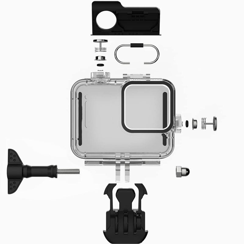 60M/196FT Waterproof Case for Go Pro Hero 8 Black, Protective Underwater Dive Housing Shell with Bracket Accessories for Go Pro Hero8 Action Camera