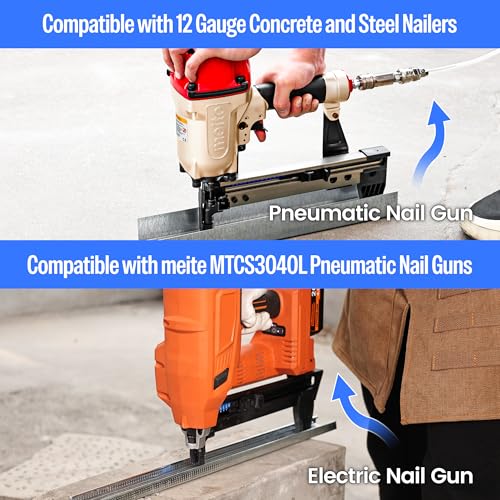 meite 12 Gauge Concrete Nail Drive Pins 7/8 Inch, Plastic Collated 1,000PCS 1 Box 7/8" Concrete Nails