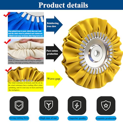 8 inch Airway Buffing Wheel with Compound for Angle Grinder,9PCS Buffer Polishing Wheel(5/8 inch Arbor Hole) and 5PCS Buffing Compounds，Aluminum Wheel Polishing Kit for Mirror Finish