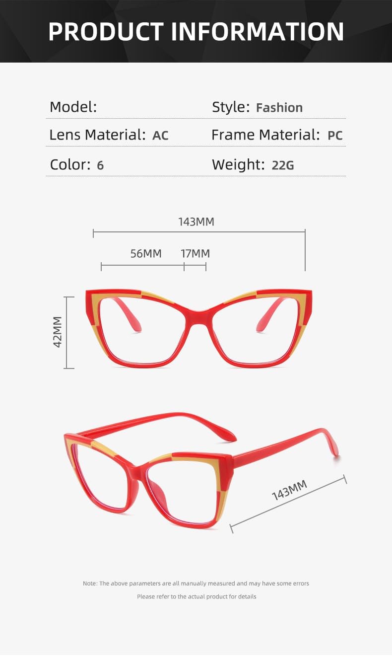 065 Women Cateye Blue Light Blocking Glasses,Computer Eyewear Non-Prescription Glasses Fashion Colorful Frame(2PACK) Black Grey