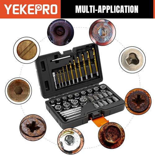 40PCS Metric Bolt & Screw Extractor Set and Left Hand Drill Bit Set 40PCS