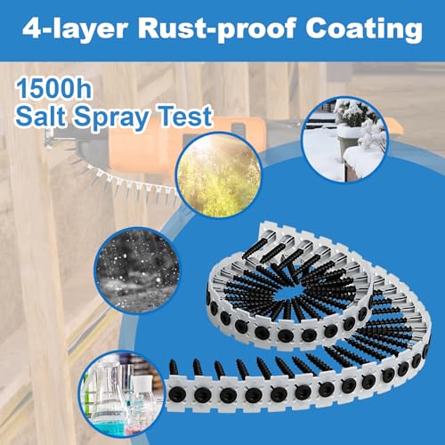 #6x1-1/4 Collated Drywall Screws, 1000PCS Wood Screws with Torx Drive #6x1-1/4"