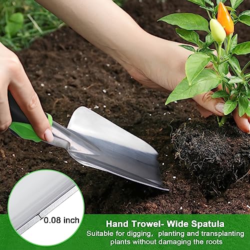Garden Tools Set, 3 Pack Heavy Duty Gardening Tools Set Include Garden Shovel, Transplant Trowel and Hand Rake + Large Crochet Hooks 5 Sizes Crochet Hook Set, 29 Pack Yarn Needle Kits for Beginners