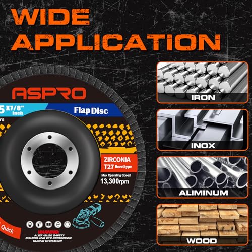 ASPRO Flap Discs 4 1/2 for Angle Grinder, Flap Discs 60 Grit, 12 Pack 60G12P