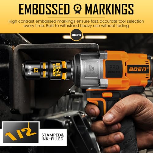 BOEN 8-Piece Impact Socket Adapter & Reducer Set, 1/4, 3/8, 1/2", 3/4", Cr-Mo Steel Impact Driver & Wrench Conversion Kit with Deep Embossed and Painted Marking