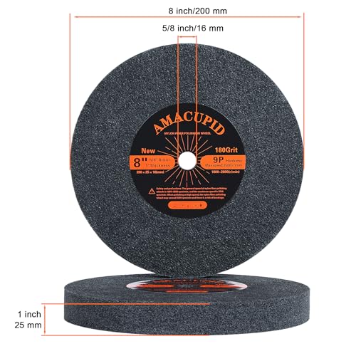 Deburring Wheel Brushed Buffing Wheels. For Bench Grinding Polishing Machine. Polishing Stainless Steel Copper and Aluminum. 8 inch Diameter,5/8 inch Arbor,1 inch Thickness,180 Grit