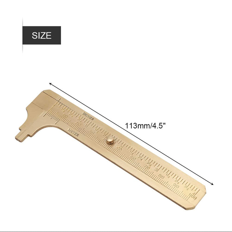 FTVOGUE Vernier Caliper Brass Caliper Ruler Measuring Tool Mini Pocket Ruler Double Scales mm / Inch (100 mm)