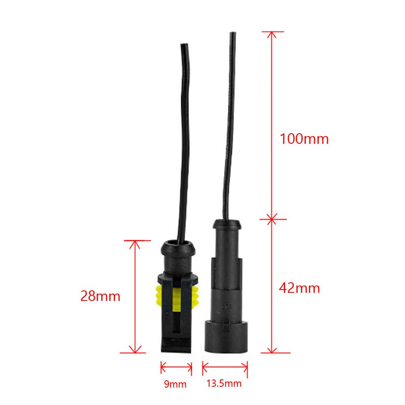 ESUPPORT 1 Pin Way Car Auto Waterproof Electrical Connector Plug Socket Kit with Wire AWG Gauge Marine Pack of 10