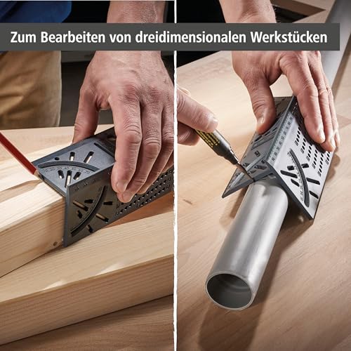 Wolfcraft 5208000 3D Mitre Square | For machining three-dimensional workpieces, stops for 45° and 90° angles, made in Europe - 5208000 3D Mitre Angle