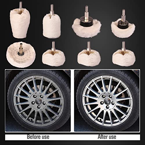 Polishing Disc for Drill, SPTA Polishing Attachment Cordless Screwdriver – Includes High-Quality Hex Shank – Gentle Polishing Wheels for Drill – 8-Piece Polishing Attachment -PMMIX001