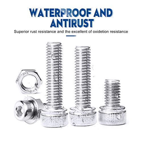 NINDEJIN 880Pcs Screw Nuts and Bolts Assortment Kit, M2 M3 M4 M5 Metric Bolts and Nuts and Washers Set, 304 Stainless Steel Precise Hex Socket Head Cap Machine Screws Set with Allen Wrenches M2 M3 M4 M5 880