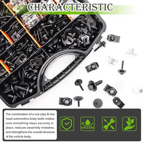 mxuteuk 50PCS M4.2 U-Nut Clips & Hex Head Automotive Body Fender Bolts Kit+mxuteuk 260PCS U-Nut Clips & Automotive Body Fender Bolts Kit