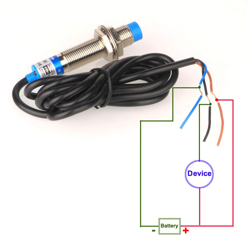Formed 4mm Inductive Proximity Sensor Detecting Distance Proximity Sensor Cylinder Proximity Switch NPN NC(Normally Closed) DC 6-36V 300mA 3-Wire LJ12A3-4-Z/AX (Diameter 12mm) E667