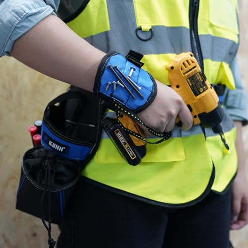 KUNN 3-in-1 Right-handed Drill Holster with Magnetic Wristband & 5-Pockets Maintenance Tool Pouch with Belt Clip