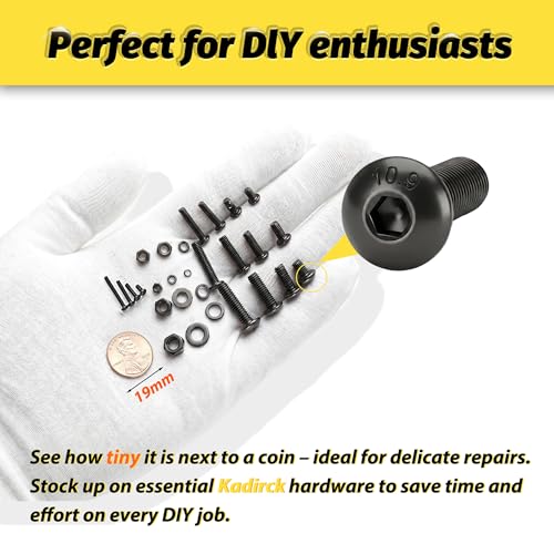 Kadrick 520 Pcs M2 M5 M4 M5 Heat Set Inserts Assortment and 2000 Pcs M2 M5 M4 M5 Hex Socket Button Head Screw Assortment Black Zinc Galvanized