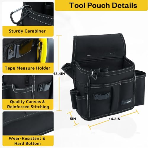 MELOTOUGH Tool Belt Pouch with Detachable Hammer Holster for Electrician, Carpenter, Construction