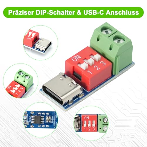 USB-C PD Trigger Board Module, PD/QC Decoy Board with DIP Switch for 5V/9V/12V/15V/20V Quick Charge, Power Delivery Boost Module, Compatible with PD3.0/2.0 & QC (Pack of 3) 3 pieces