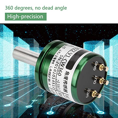 Rotatable Hall Angle Sensor, 0.088° High Resolution 0‑360 Degrees Hall Sensor Rotatable Potentiometer Angle Sensor Element 0‑5V Output Full Circle 12Bit