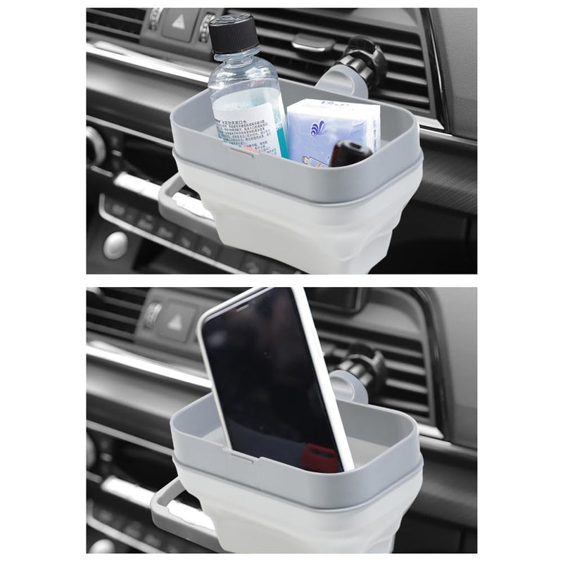 Car Sauce Dip Clip,Foldable Car Air Vent Storage Organizer Bag with Sauce Dip Clip,Multi-function Sauce Holder,Holds Fries, Sauce & More,Car Organizer Mount Phone Holder for Coin Key Card Sunglass