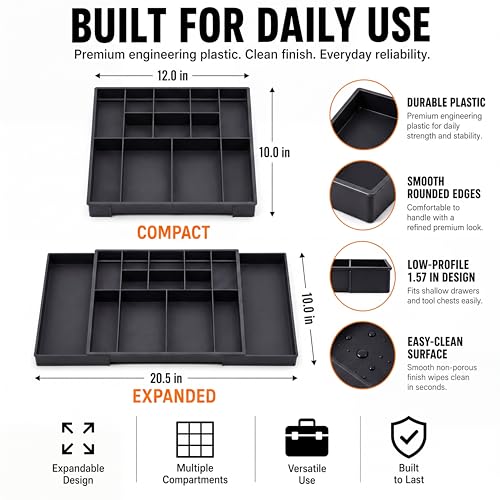 2 Pack Expandable Tool Box Organizer Tray, 12+2 Compartments 1