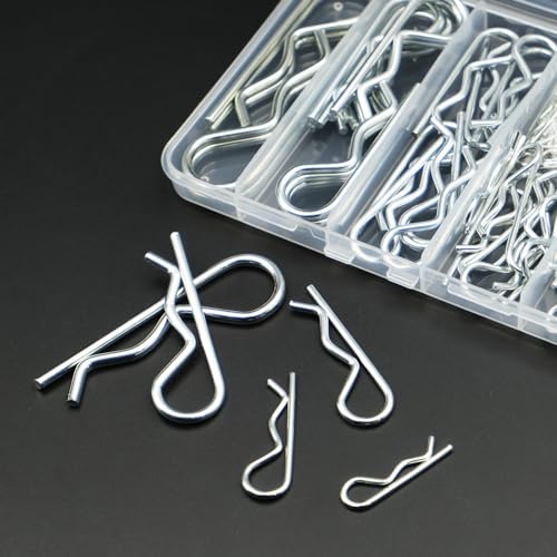 13 Sizes Hairpin Cotter Pins & R Clips Cotter Pins Assortment Kit, 250PCS Stainless Steel Cotter Pins Set, Split Pin Fastener Clips for Car Mechanics, Lawn Mowers, Trucks, Tractors Repair