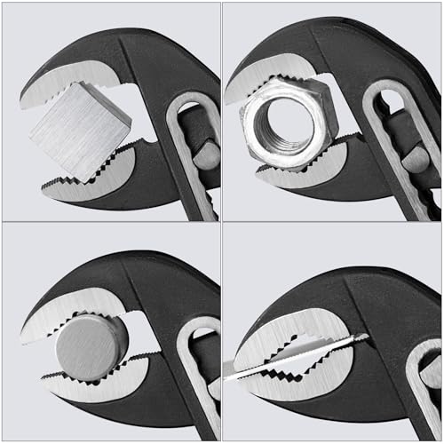 HAUTMEC 3PCS Water Pump Pliers Set, Fast Adjustable Tongue and Groove Joint Pliers Tool Set, Self-Locking Groove, CRV Steel V-Jaw & Comfort Grip, Wider Opening & 7 Positions, 7/10/12 Inch for Plumbing HT0323