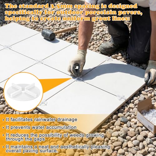 FoldTier 100 Pcs 1/8" Tile Spacers Plastic Tile Spacers Cross Leveling Ceramic Spacer Ceramic Installation Tools for Patio, Driveway, Walkways, Pool Deck Installation