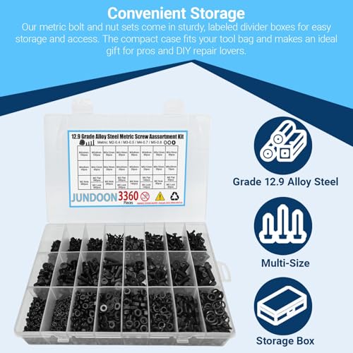M2 M3 M4 M5 Fasteners 12.9 Alloy Steel Countersunk Hex Socket Screw Kit 3360 M2/M3/M4/M4 Button Flat