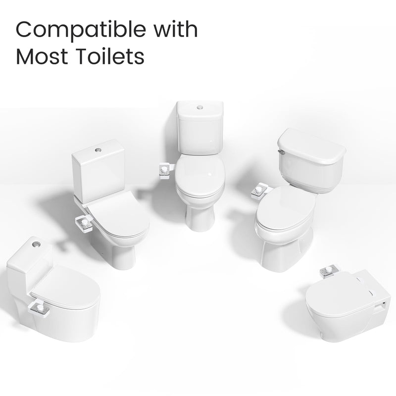 Bidet Attachment for Toilet, Ultra-Slim, Self Cleaning, Dual Nozzle, Feminine & Posterior Wash, Fresh Cold Water Sprayer, for Existing Toilets Seat, Baday Beday Badette Bedette, Silver