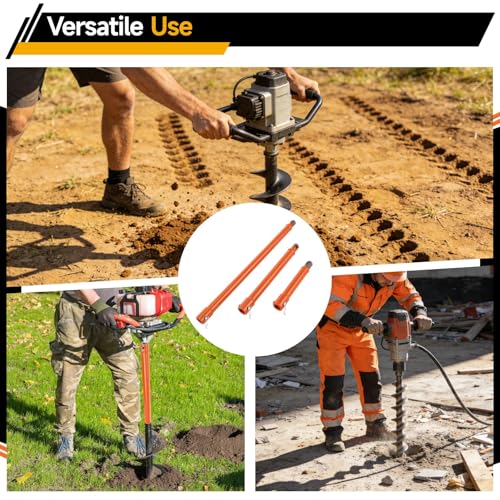 3 Pcs Auger Extension Drill Bit Set, 3/4" Shaft, 7.7/11.4/19.3" Lengths 7.7/11.4/19.3 in, Standard Steel Set