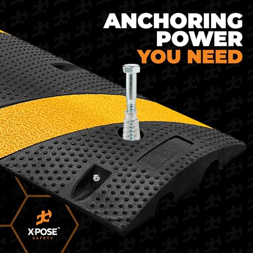 xpose safety Concrete Anchors Set with 4"" Lag Bolt, Lag Shield and Washer - 12 Sets per Pack - 1/2"" Bolt Lag Screws 4-Inch for Speed Bumps for Asphalt - Galvanized Steel Lag Bolts 4"