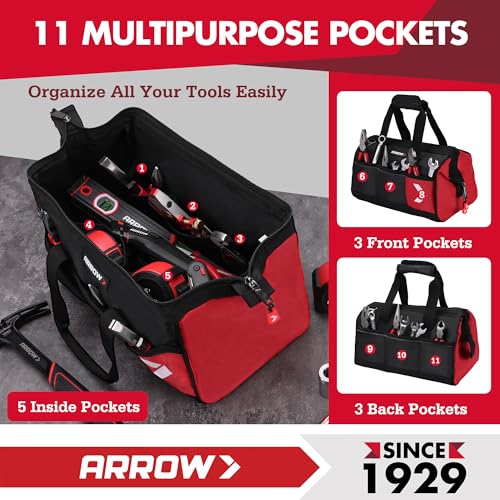 ARROW 14" Heavy Duty Tool Bag with Reflective Band, Tool Organizer Bag 14 Inch