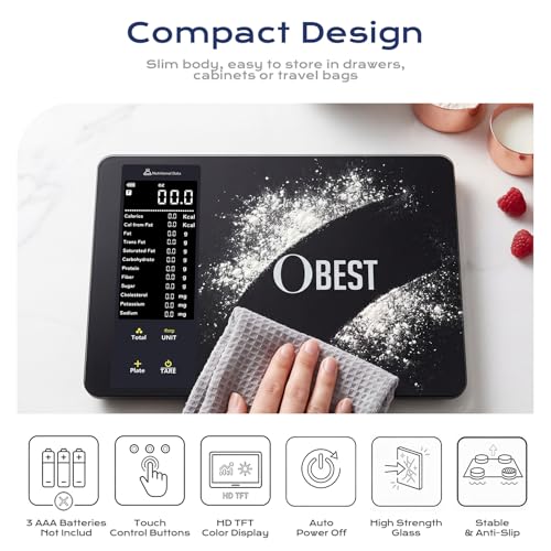 Smart Food Scale with Nutritional Calculator,Free APP 30 Nutrients Tracking Black