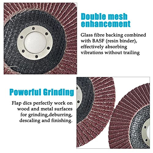 4.5 Inch Flap Discs, 20 Pack-40 60 80 100 120 Grit Angle Grinding Sanding Wheels Type 27 Aluminum Oxide Abrasives for Metal Wood Grinding(7/8 inch Arbor)