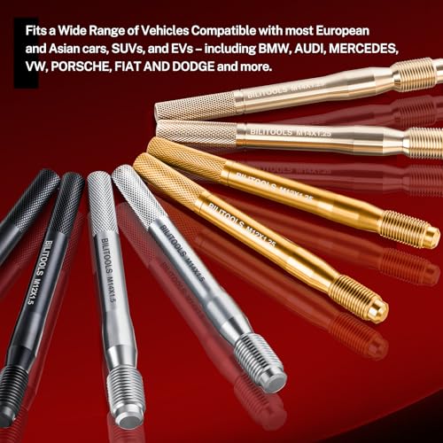 BILITOOLS 8 Piece Master Wheel Hanger Alignment Pin Set, Carbon Steel Wheel Stud Pilot Pins for Lug Bolt Vehicles, M12x1.25, M12x1.5, M14x1.25, M14x1.5