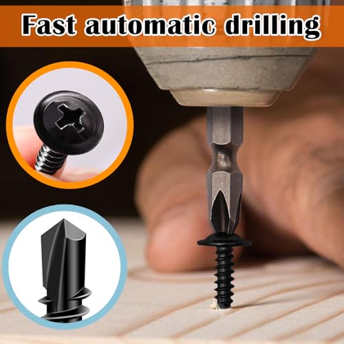 weideer 1095pcs Self Tapping Screws #8#10 M2 M3 M4,410 Stainless Steel Black Oxide Truss Head and Carbon Steel Phillips Pan Head Self Tapping Screws Assortment Kit