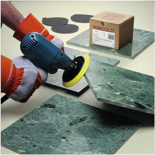 Sungold Abrasives 020068 5" 80 Grit Psa Sanding Discs Silicon Carbide Cloth For Stone, Glass And Marble, Pack-50
