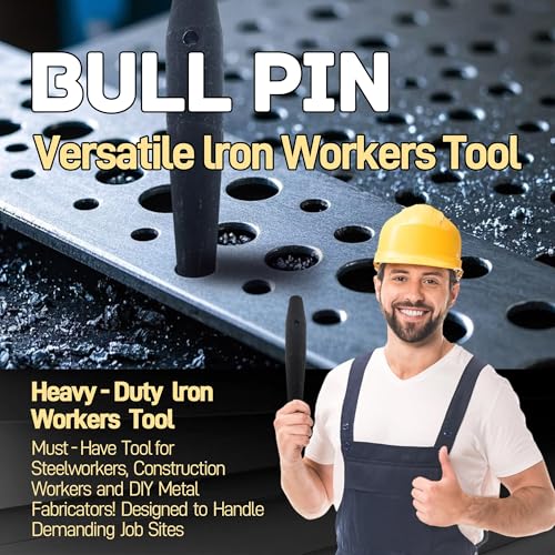 Bull Pin - Heavy-Duty Iron Workers Tool, Black Steel Bullpin Tool & Drift Pin for Metal Alignment 1-5/16-inch x 10-Inch(1-Piece) 1pack