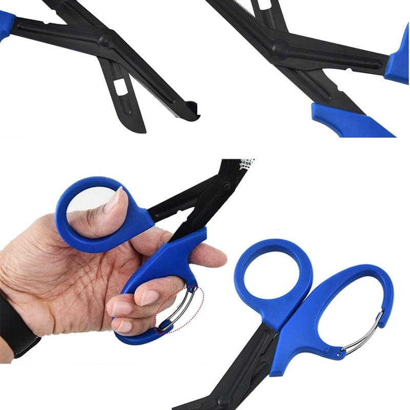 Pack of 2 Bandage Scissors, Rescue Scissors, Clothes Scissors, Bandage Scissors, Trauma Scissors, Medical Scissors, First Aid Emergency Scissors for Dressings, Plasters and Fabric, Black + Black + Green 15cm