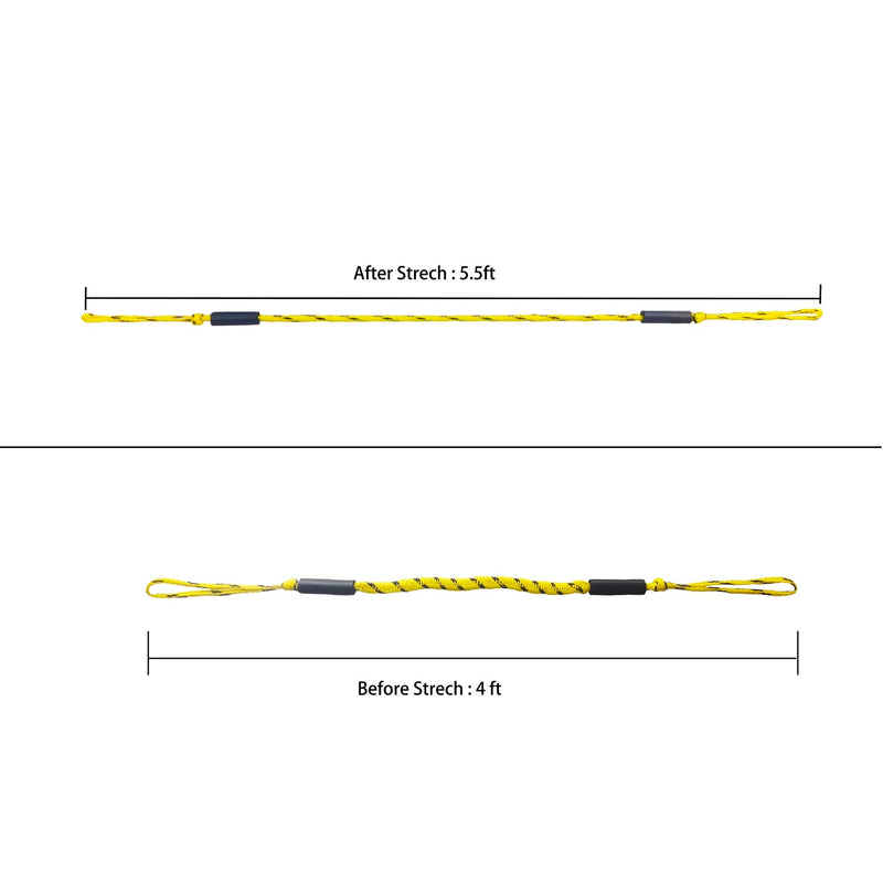 Boat Bungee Dock Line,Mooring Rope,Marine Anchor Line Boat Supplies Accessory for Docking Pontoon Boat,Seadoo,Bass Boat,Kayak,Watercraft,WaveRunner 4-5.5FT (Yellow) Yellow