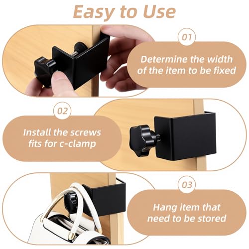 4 Pack Heavy Duty C Clamp, Black Adjustable Woodworking Clamps Shelf Clamps for for Furniture Table Installation Desk Extension Panel Work Welding and Construction