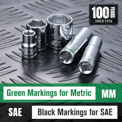 SK 3/8" Drive Socket Set, SAE Sockets, 13-Piece, 1/4" to 1" Shalllow