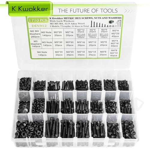 M2 M3 M4 Hex Socket Screw Set and M2 M3 M4 M5 Hex Button Head Screw Kit