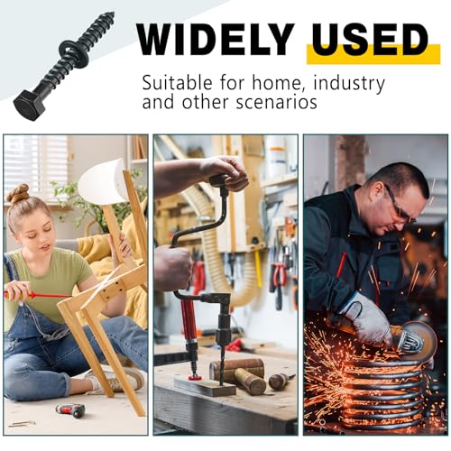 50 Sets 3/8" x 2" Hex Head Lag Bolts Heavy Duty Wood Lag Screw Carbon Stainless Steel with Washers Partially Threaded Hexagon Head Screws Zinc Plated(Black) 3/8" X 2" Black 50