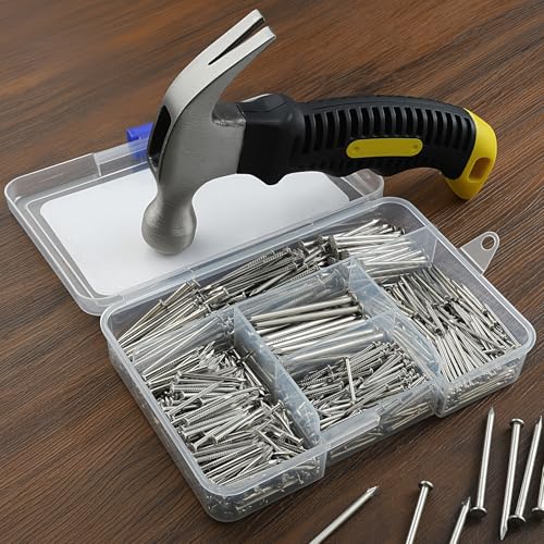 Hardware Nails Assortment Kit and 8oz Small Hammer, 800 PCS Nails for Hanging Pictures,Hammer and Nail Set, Small Hammers for Picture Hanging