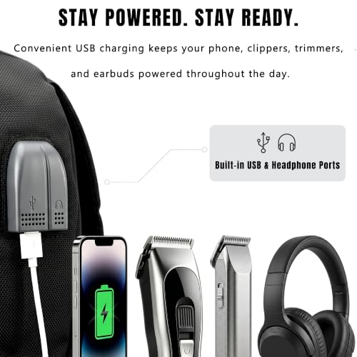 Barber Supplies Bag with USB & Headphone Port