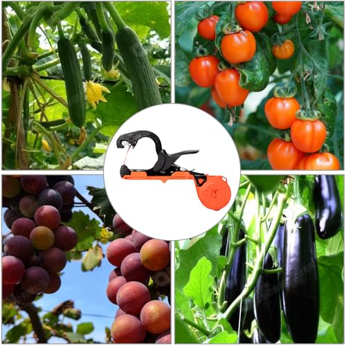 Lightweight Plant Tying Machine Tool with 10 Rolls Tapes & 10000 Staples for Tomatoes, Grapes, Cucumbers, Peppers & Vining Vegetables - Reduces Hand Fatigue for Gardeners & Farmers